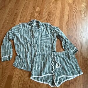 P.J. Salvage Sage Green Striped Pajama Set